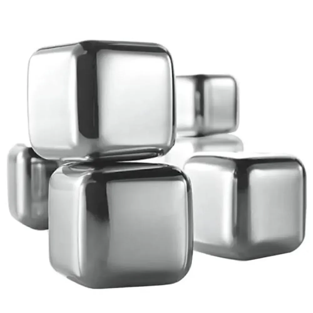 Brookstone metal n’ice cubes for drinks 6 cubes per container stainless steel
